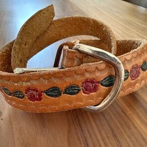 Vintage Tooled Leather Belt